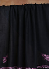 Pashmina Kashmiri Border Scarf D#18 - Black 2