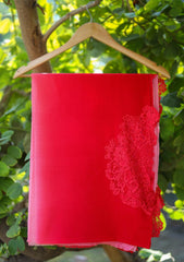 Pashmina Net Patch Work Scarf D - 03 - Red Pink