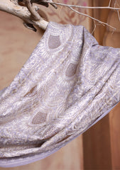 Pashmina Ari & Stone Work Jaaldar Scarf D#01 - L Purple