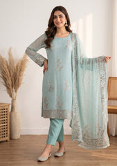Formals - Fancy Crinkle Chiffon Mukesh Work - 3 Pcs Suit - D#02 - L Ferozi