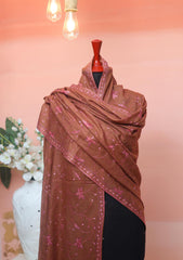 Pashmina Kashmiri Work Shawl D - 0012 - Dark Brown