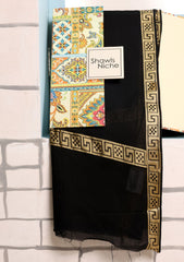 Jacquard Lawn Summer Shawl D#17 - Black