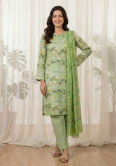 Lawn - Rubaaiyat - Digital Printed 26 - 2 By 2 - D#22 - L Green