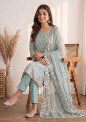 Formals - Fancy Crinkle Chiffon Mukesh Work - 3 Pcs Suit - D#02 - L Ferozi