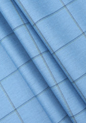 Scabal Super Fine 140's Check Selvage Wool Fabric - S Blue