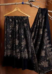 Pashmina Embroidered Jaaldar Shawl D#16 - Black