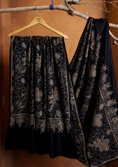 Pashmina Embroidered Jaaldar Shawl D#16 - Black