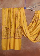 Pashmina Kashmiri Jaaldar Scarf D#36 - Mustard