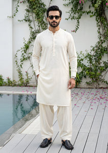 Elite Men Romanzo Denizli Luxury Plain Cotton Fabric - Cream