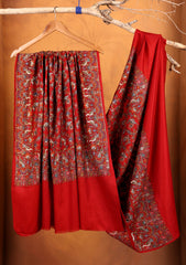 Pashmina Embroidered Jaaldar Shawl D#03 - Red