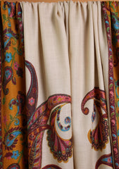 Pashmina Qalamkari Needle Work Shawl D#01 - Mustard 1