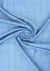 Scabal Super Fine 140's Check Selvage Wool Fabric - S Blue