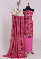 Winter - Riwaj - Printed Cotray Suit - Wool Shawl - D#14 - SH Pink