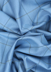 Scabal Super Fine 140's Check Selvage Wool Fabric - S Blue