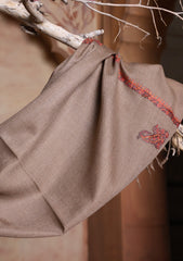 Pashmina Kashmiri Border Scarf D#25 - Brown