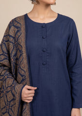 Winter - Riwaj - Pashmina Kashmiri Needle 3 Pcs Suit - D#01 - N Blue