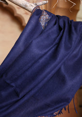 Pashmina Kashmiri Border Scarf D#26 - N Blue
