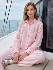 Pret - Moven - Oversize Stone Embellished Shirt - Pink