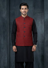 Elite Men Silk Stripe Unstitched Waistcoat Fabric