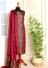 Formals - Fancy Closet - 2 pcs Suit - Satin Silk Jamawar D#55 Maroon
