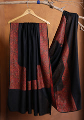 Pashmina Embroidered Border Shawl D#12 - Black