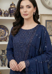 Winter - Meemsey - Koh e Noor - Chikankari Dhanak 25 - D#225 - N Blue