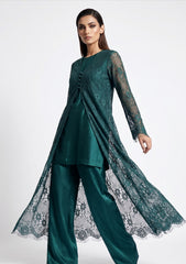Formals - Chantilly Lace Saree - Green