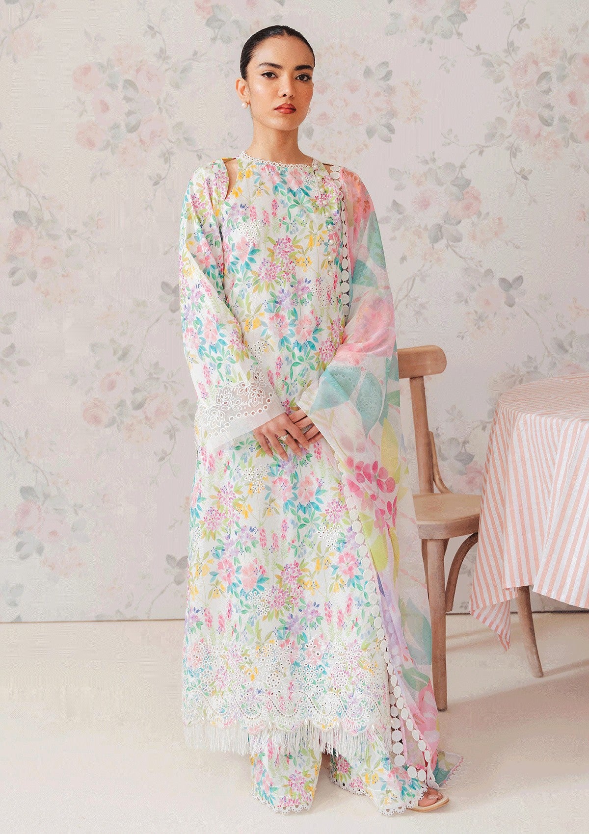 Lawn Collection - Afrozeh - The Floral Charm - AL#03 - Vanilla