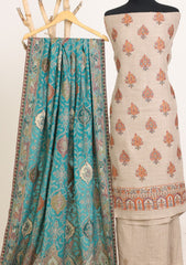 Winter - Riwaj - Pashmina Embroidered Suit - Kaani Shawl - D#10 - F Blue