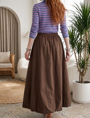 Pret - Moven - Cotton Linen Skirt - Brown