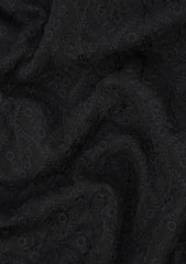 Elite Men Embroidered Selvage Crinkle Chiffon Fabric - Black