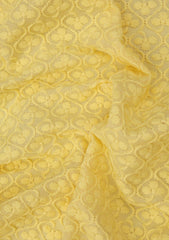 Elite Men Embroidered Selvage Cotton Fabric - Yellow