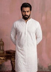 Elite Men China Boski Dery Silk Embroidered Black Selvage - Off White