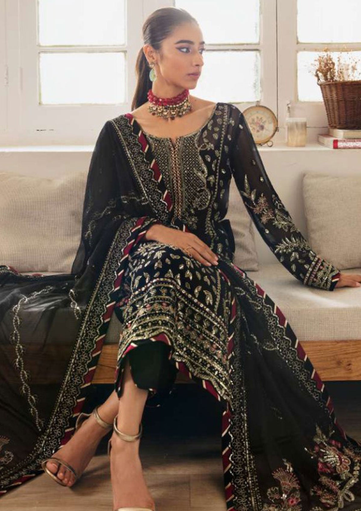 Formal Collection - Gulaal - Embroidered - Chiffon - GLEC#6 - NOIR