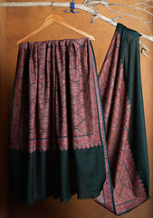 Pashmina Embroidered Jaaldar Shawl D#25 - D Green
