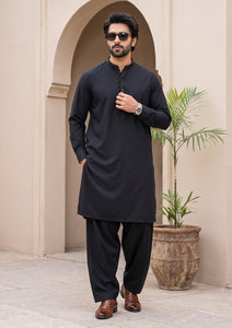 Elite Men Romanzo Denizli Luxury Stripe Cotton Fabric - Black