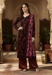 Winter - Riwaj - Printed Velvet Suit - Palachi Dupatta - D#01 - Maroon