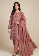 Winter - Riwaj - Printed Cotray Suit - Wool Shawl - D#09 - DT Pink