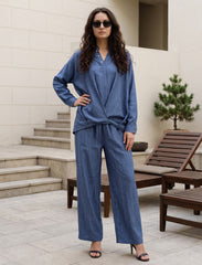 Pret - Moven - Indigo Linen Women's Shirt - Blue