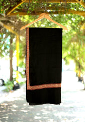 Embroidered Wool Shawl D - 77 - Black