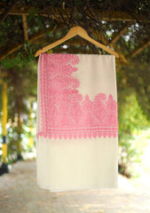 Pashmina Ari Work Shawl D - 225 - Off White