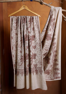 Pashmina Embroidered Jaaldar Shawl D#16 - Skin
