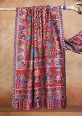 Pashmina Jamawar Ari Work Scarf D#01 - Maroon