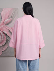 Pret - Moven - Indigo Cotton Linen Women's Shirt - Pink