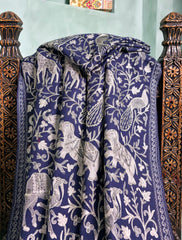 Pashmina Ari Work Jaaldar Shawl D#33 - N Blue
