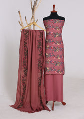 Winter - Riwaj - Printed Cotray Suit - Wool Shawl - D#09 - DT Pink