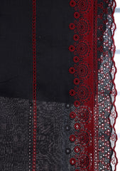 Embroidered Lawn Summer Shawl D#30 - Black