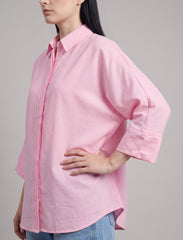 Pret - Moven - Indigo Cotton Linen Women's Shirt - Pink