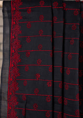 Embroidered Lawn Summer Shawl D#51 - Black