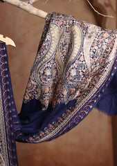 Pashmina Ari Work Jaaldar Scarf D#01 - N Blue